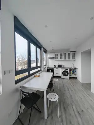 Cuisine ou kitchenette dans l'établissement Le 15 - Beau T3 lumineux et confortable- stationnement gratuit - Mulhouse Riedisheim