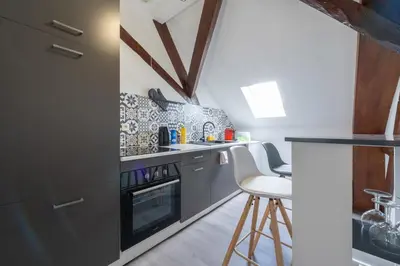 Cuisine ou kitchenette dans l'établissement Très bel appartement proche centre Stationnement rue Gratuit