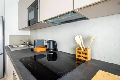 Cuisine ou kitchenette dans l'établissement A26 Condo by the Rhine and 3-countries-bridge