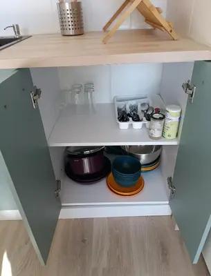 Cuisine ou kitchenette dans l'établissement La Parenthèse Divine Studio avec balcon Mulhouse