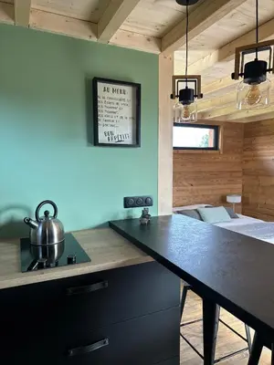 Cuisine ou kitchenette dans l'établissement Lodge with private spa