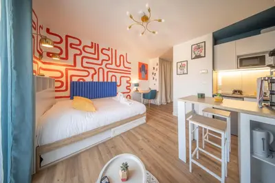 Cuisine ou kitchenette dans l'établissement Elegance Pfastatt 2 Studio Centre Illzach