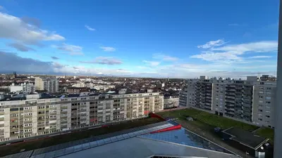 Vue générale sur Mulhouse ou vue de la ville depuis l'appartement