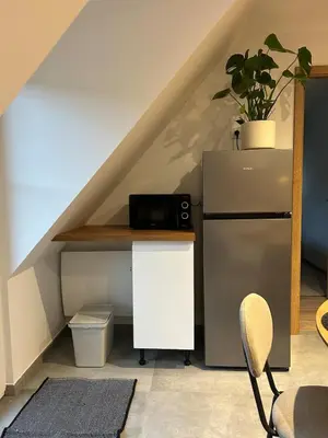 Cuisine ou kitchenette dans l'établissement Charmant appartement avec vue sur les vignes