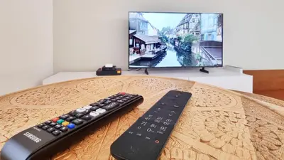 Télévision ou salle de divertissement dans l'établissement Le Cocon du Koenigsbourg Colmar Parking