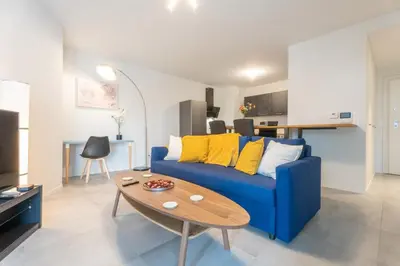 Télévision ou salle de divertissement dans l'établissement Alcazar Bel Appartement Saint-Louis Parking Prive