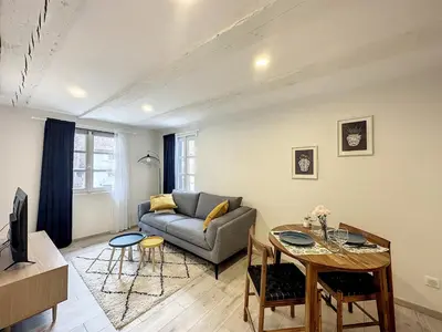 Coin salon dans l'établissement La Grenouillere Chic Appartement Centre Colmar