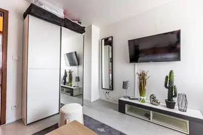 Télévision ou salle de divertissement dans l'établissement Magnifique Studio au coeur de Huningue le Central