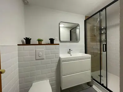 Salle de bains dans l'établissement Le palmier