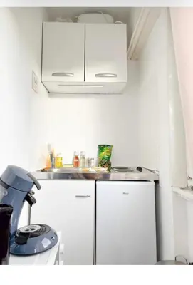 Cuisine ou kitchenette dans l'établissement Studio des Trois Frontières