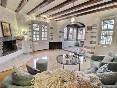 Coin salon dans l'établissement Colmar : Appartement 6 pers, charme et modernité, centre-ville, parking inclus - FR-1-722-14