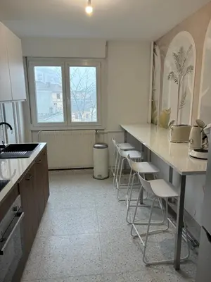 Cuisine ou kitchenette dans l'établissement Appartement Porte Jeune - 3 Chambres Balcon Fibre Netflix