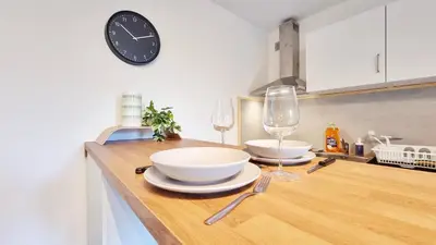 Cuisine ou kitchenette dans l'établissement Les Bouleaux d'Alsace - Parking