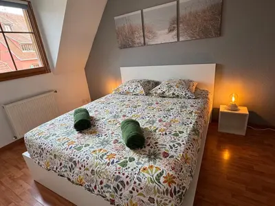 Un ou plusieurs lits dans un hébergement de l'établissement Spacieux appartement calme au coeur de Rouffach