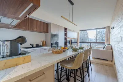 Cuisine ou kitchenette dans l'établissement Lodge Belle Hutte - Proche des Pistes