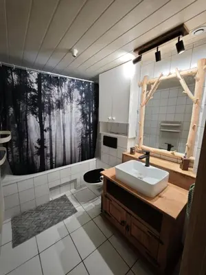 Salle de bains dans l'établissement L'orée du lac