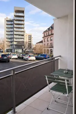 Balcon ou terrasse dans l'établissement Studio Premium Hyper-Centre, Parking Gratuit, Aux Portes de Bâle