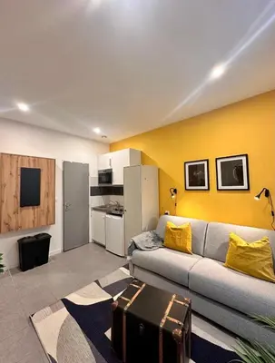 Cuisine ou kitchenette dans l'établissement Mulhouse Gare Studio Wifi