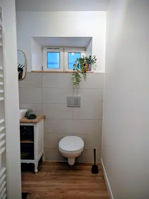Salle de bains dans l'établissement Le studio du rempart, appartement cosy au coeur de village