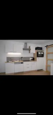 Cuisine ou kitchenette dans l'établissement Superbe 2 pièces proche parc expo