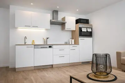 Cuisine ou kitchenette dans l'établissement Joli T2 proche parc expo