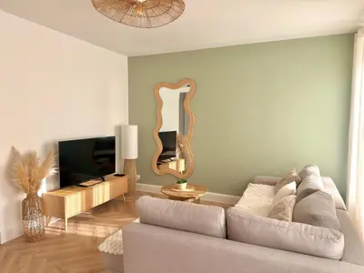 Télévision ou salle de divertissement dans l'établissement Appartement, climatisé, Netflix, centre