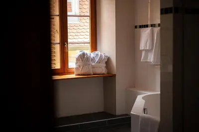 Salle de bains dans l'établissement Hôtel Le Rapp