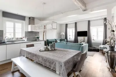 Cuisine ou kitchenette dans l'établissement Reflets Sur La Lauch appartements