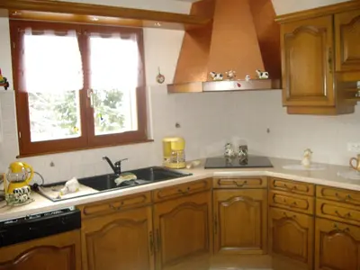 Cuisine ou kitchenette dans l'établissement appartement vue sur la montagne