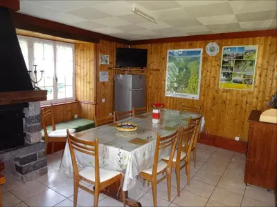 Cuisine ou kitchenette dans l'établissement Gîtes La Coquille