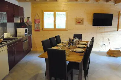 Cuisine ou kitchenette dans l'établissement Christelle et Laeticia