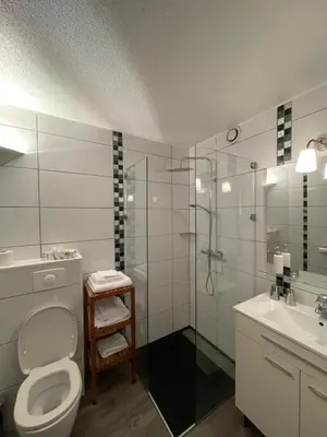 Salle de bains dans l'établissement Les Hauts du Lac