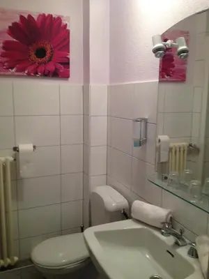 Salle de bains dans l'établissement Hôtel Restaurant Wolf