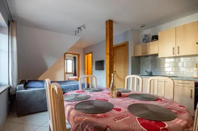 Cuisine ou kitchenette dans l'établissement Gîtes Goettelmann Didier