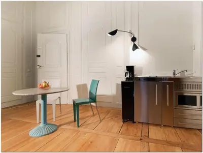 Cuisine ou kitchenette dans l'établissement Appartement Le 22 - Colmar Centre Parking Privatif en option