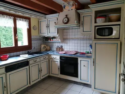 Cuisine ou kitchenette dans l'établissement châlet