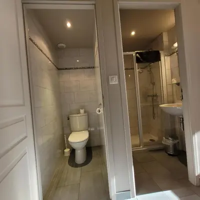 Salle de bains dans l'établissement Hotel du lac des Corbeaux