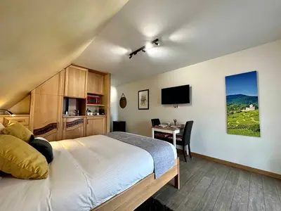 Télévision ou salle de divertissement dans l'établissement Les Chambres Du Vignoble