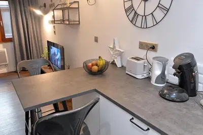 Cuisine ou kitchenette dans l'établissement La Petite Terrasse du Centre