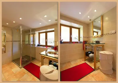 Salle de bains dans l'établissement Gîte La Grange
