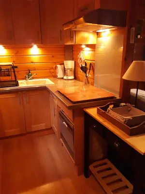 Cuisine ou kitchenette dans l'établissement chalet 