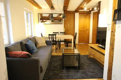 Coin salon dans l'établissement Colmar Historic Center - Alsacian Appartement PETITE VENISE 2 - BookingAlsace