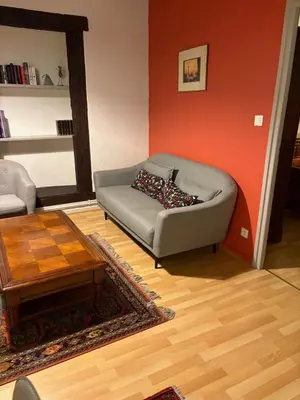 Coin salon dans l'établissement Appartement authentique centre historique