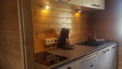 Cuisine ou kitchenette dans l'établissement Chalet Les Lilas