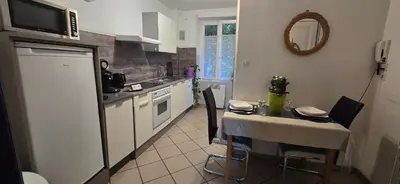 Cuisine ou kitchenette dans l'établissement Appartement avec jardin à Colmar