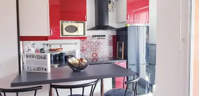 Cuisine ou kitchenette dans l'établissement Chez Damien