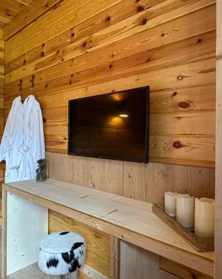Télévision ou salle de divertissement dans l'établissement Chalet Le Familial - SPA & SAUNA - Serviettes - Peignoirs - Lits faits - Ménage inclus