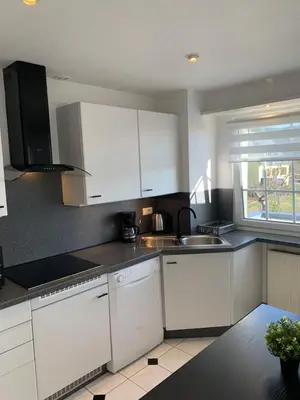 Cuisine ou kitchenette dans l'établissement Au Petit Bonheur