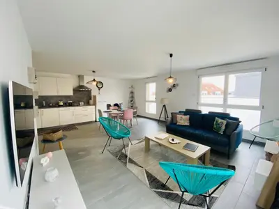 Coin salon dans l'établissement Appartement Orchidées proche centre Ville