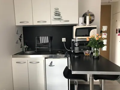 Cuisine ou kitchenette dans l'établissement Joli Studio A Euroairport-BASEL-MULHOUSE-FREIBURG